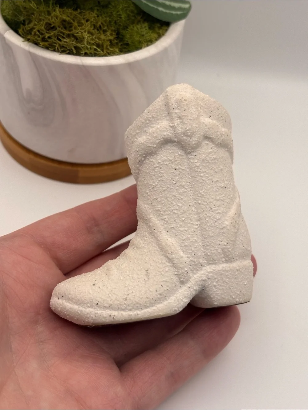 White Ceramic Cowboy Boot Match Holder & Striker, Western Home Decor